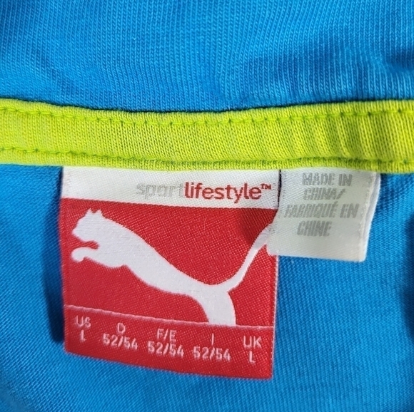 Puma Collared Short Sleeve Blue & Green Polo - Picture 8 of 8